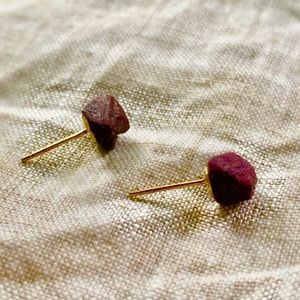 Raw Ruby Gemstone Earrings